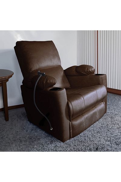 Lazy Vibes Sun Plus | Velvet Rocking & Rotating Cinematic Recliner Chair with Phone & Cups Holder - Dark Brown