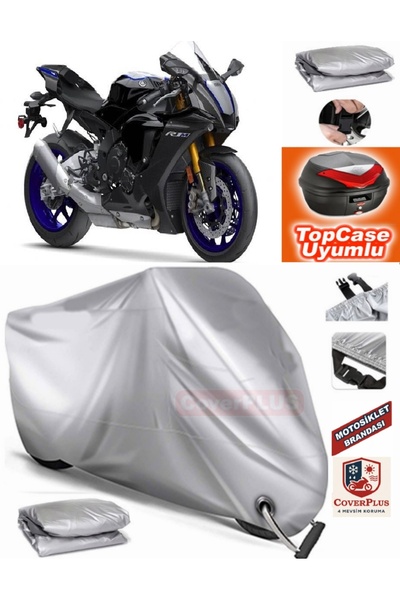 MotoEN قفل رمادي متوافق مع Yamaha YZF R1 قماش القنب Topcase الخلفي حقيبة متوا...