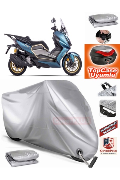 MotoEN Gray Lock Compatible Regal Raptor Xsuv250 Tarpaulin Topcase Rear Bag C...