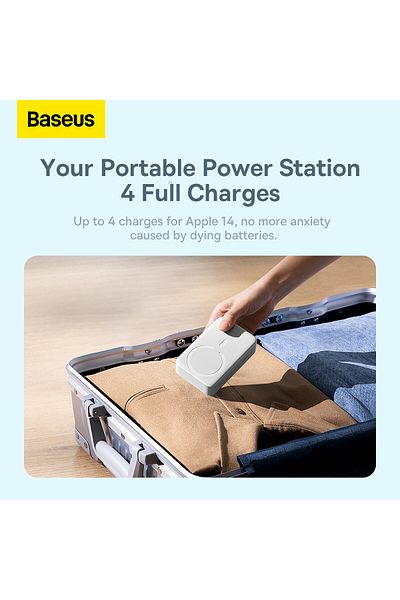 Baseus Airpow Magnetic Mini Wireless Fast Charge Power Bank 20000mAh 20W - White