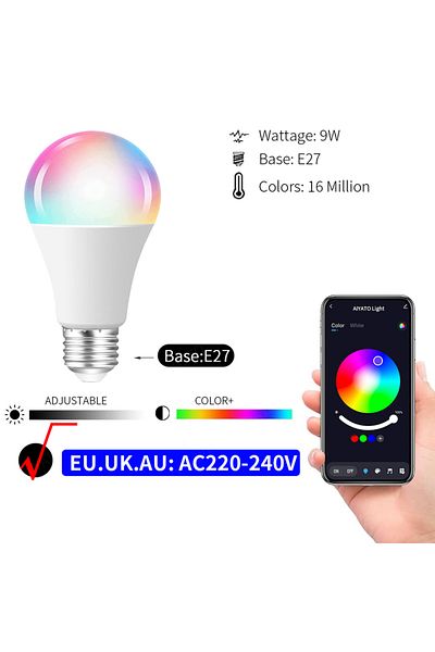 OEM Bec Led Inteligent, 9w, Wifi, Control La Distanta (TUYA/SMART LIFE) , 2700 ~ 6500k , Rgb, E27