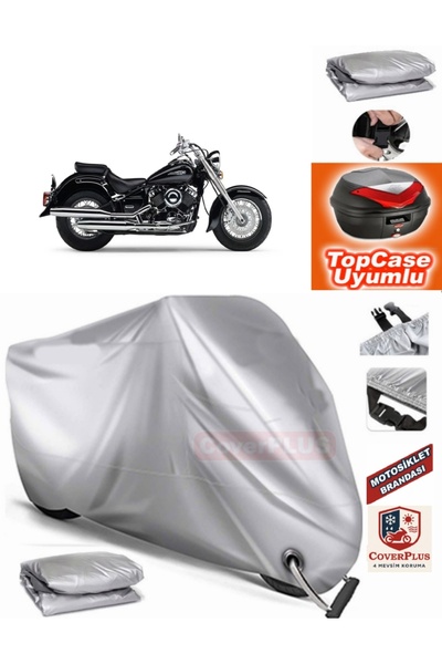 MotoEN Gray Lock Compatible Yamaha Xvs 650 a Tarpaulin Topcase Rear Bag Compa...
