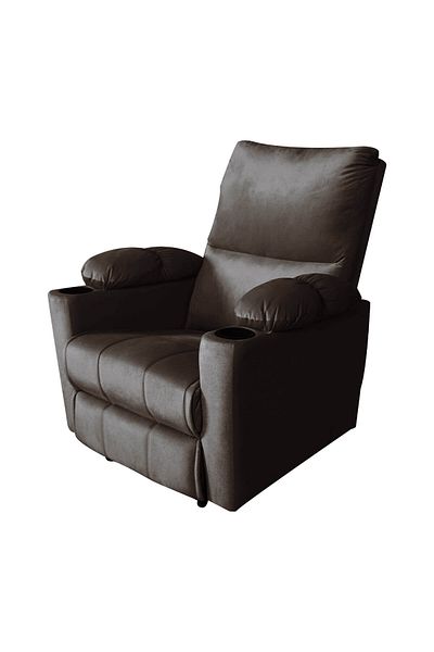 Lazy Vibes Sun | Velvet Classic Cinematic Recliner Chair with Cups Holder - Dark Brown