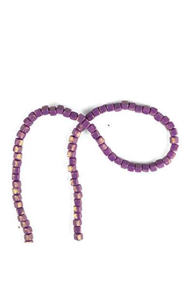 Prestij Boncuk Model cub de 5 mm Fimo Liliac Culoare peste sidefat Lurex Lili...