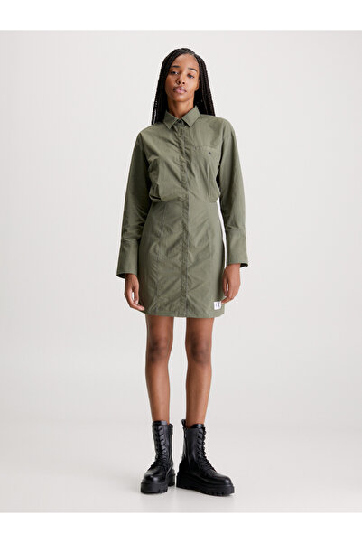Calvin Klein Calvin Klein Women Dusty Olive Soft Touch Shirt Dress