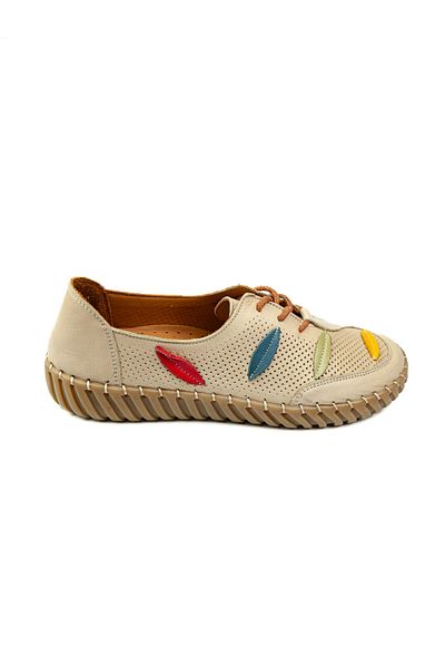 Moda Arena Babalı 671 Moda Arena Beige Leather Women's Casual Shoes