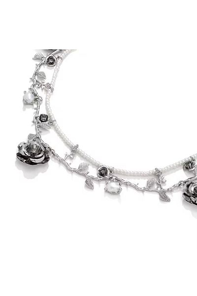 Âlâ Atelier Zaa 2-Piece Set of Flower Branches, Pearls and Rose Charm Necklace