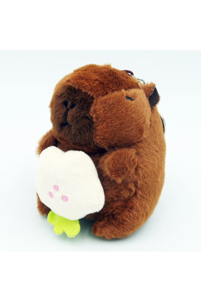 ABYZ Breloc de pluș Capybara pentru copii +3 ani 11 cm culoare maro cu floare...