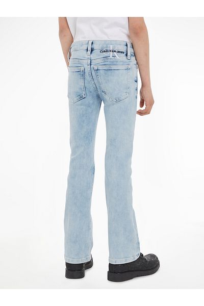 Calvin Klein Girls Light Blue Tencel Flare Wide Leg Jeans