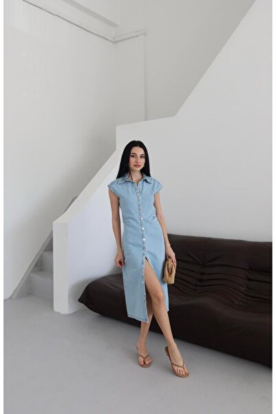 Ekim Store Μακρύ τζιν φόρεμα με κουμπιά