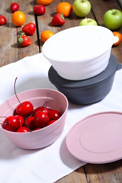 Home Alya Plastic 3-Piece Storage Container - Breakfast - Snack Bowl - 350 ml