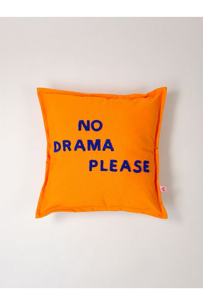 Galia Tasarım No Drama Please - Punch Throw Pillow Cover - Orange/Sax