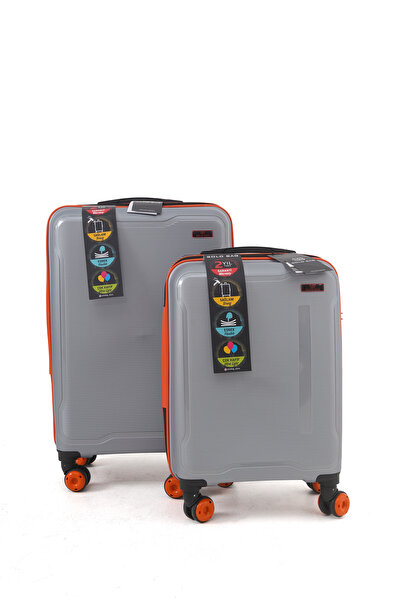 Solo Bag Orta ve Kabin Boy 2'li Set Polipropilen Kırılmaz Pp Silikon Valiz