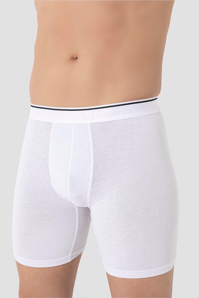 Arma Yıldız 3 Πακέτα Ανδρικά Λευκά Μακριά Μπόξερ Βαμβακερά Lycra Ευέλικτο Ύφασμα