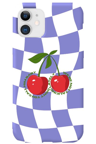 WANNA PROTECT iPhone 12 Lilac Inside Velvet Checkers Cherry Pattern Silicone ...