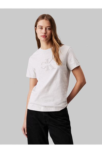 Calvin Klein Calvin Klein Women Gray Chenille Monologo T-Shirt