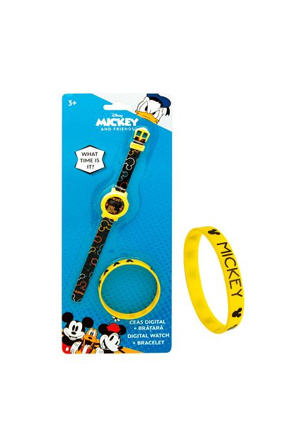 Mickey Mouse Set ceas digital pentru copii plus bratara, multicolor, Mickey Mouse, Disney