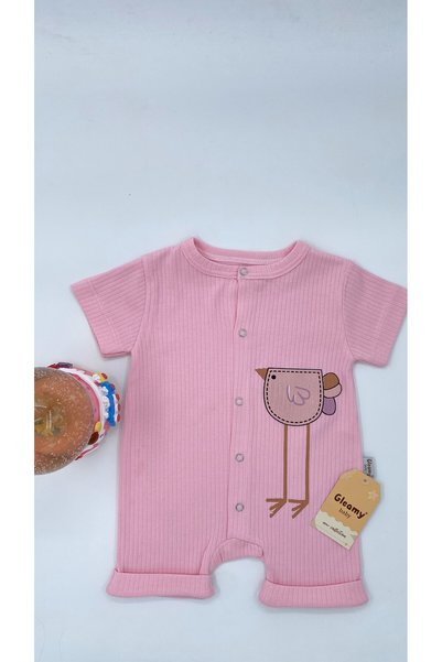 Gleamy Findik Bebe Kids Bird Pattern Printed Short Sleeved Shorts Jumpsuit(Zibin)100% Cotton
