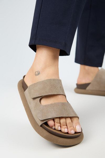 Manijero Lillo Women's Genuine Leather Double Velcro Mink Slippers