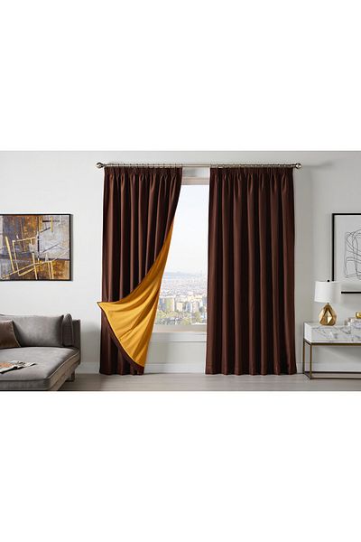 MebelPort Curtain Dauble Blackout Blackout Curtain Single Wing 1X2 American Pleated Background Curtain