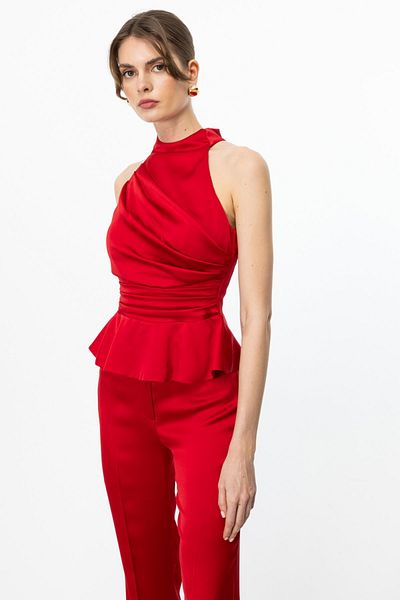 Ekol Halter Neck Satin Blouse