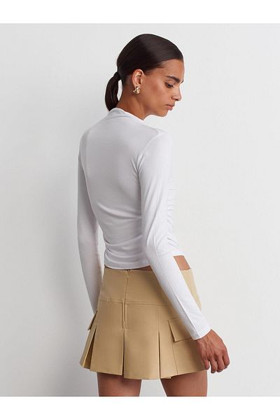Dilvin 30504 Gathered Viscose Long Sleeve Ball-White