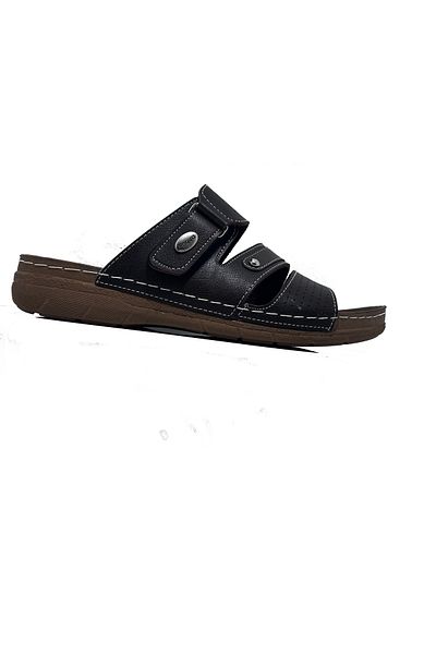 ayaktarz Enova Brown Velcro Comfortable Stylish Outward Men's Slippers