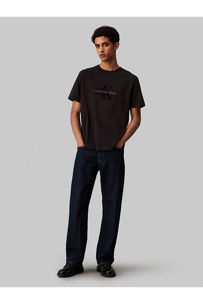 Calvin Klein Calvin Klein Men Black Chenille Monologo T-Shirt