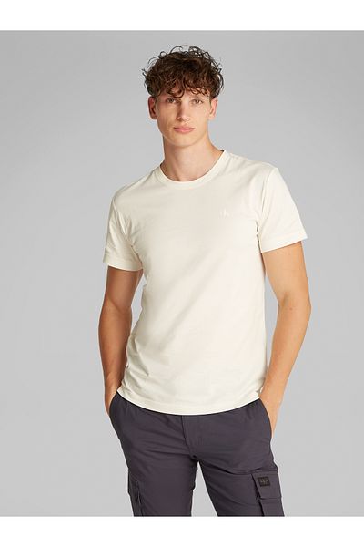Calvin Klein Men White Textured Monologo T-Shirt