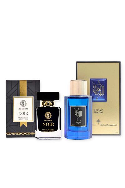 IBRAHEEM AL.QURASHI Ibrahim Al Qurashi Perfume, Al Wafia Blue Oud Perfume with Rhythm Noir Perfume for Unisex - 100ml - Concentrated