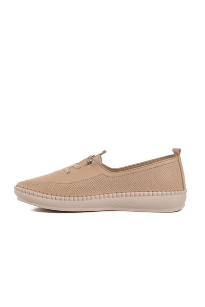 Voyager Beige Anatomical Sole Genuine Leather Women's Casual Shoes Voyager Z083 Z