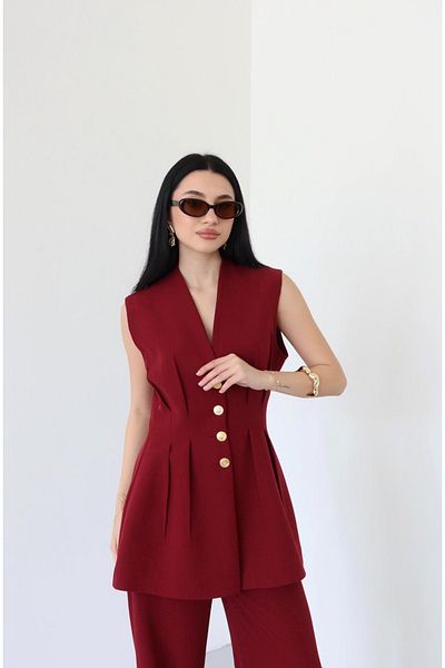 Ekim Store Gathered Buttoned Blazer Vest Jacket