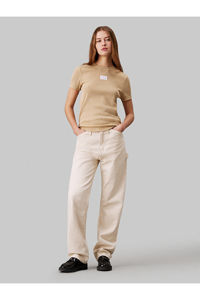 Calvin Klein Women Khaki Short Sleeve T-Shirt