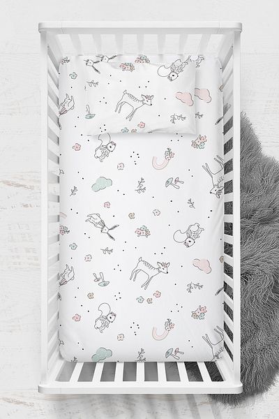 Wheeppo 100% Cotton Ranforce Fitted Sheet Set - Gazelle Park Bed 70X120 35X45