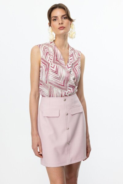 Ekol Süs Düğmeli Mini Etek Pembe