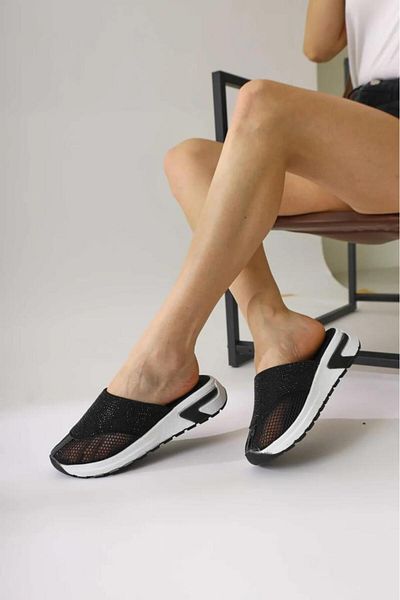 PİSAGOR Pythagoras 31630 Mesh Detailed Stoned Women's Indoor Slippers