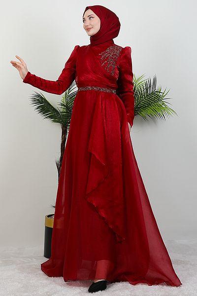 Giza Giyim Βραδινό φόρεμα Eliza Hijab Claret Red