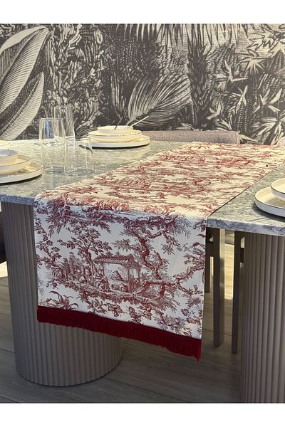 Skhome Rustic Country Woman Decorative Printed Fringed Runner 1 Piece 40X140Cm (Skscr-09)
