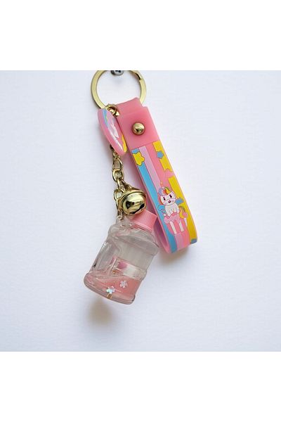 Meyra Accessories New Luxury Watery Unicorn Figured Keychain Bag Accessory Colorful with Bottle Cup and Bottle