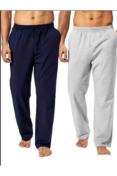 THE WHITE بنطال رياضي فضفاض للرجال مكون من قطعتين