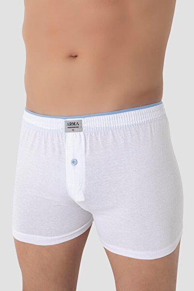 Arma Yıldız White Men's Combed Cotton Towel Boxers - Pack of 6, 100% Cotton