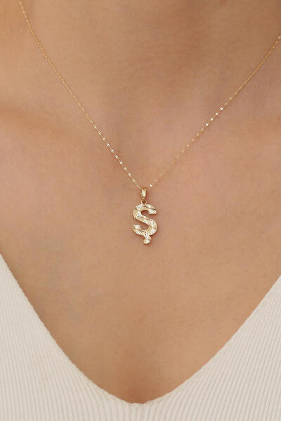 Bayar Gold 14 Ayar Altın Ş Harf Küçük Füzyon Kolye