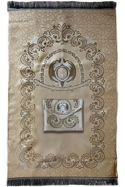 Generic Mini Pocket Portable Travel Prayer With Bag And Strip Praying Rug Mat Carpet Islamic Muslim (White)