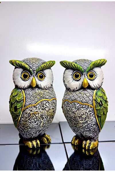 AYCEM Büyük Boy Kristal Taşlı İkili Baykuş Biblo Heykel Ev Ofis Dekor Vitrin ...