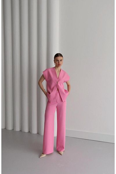 Ekim Store Gold Buttoned Vest Trousers Double Blazer Set