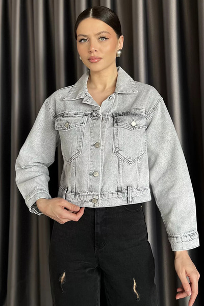 GÜLSELİ Light Gray Slim Fit Women's Jean Denim Jacket