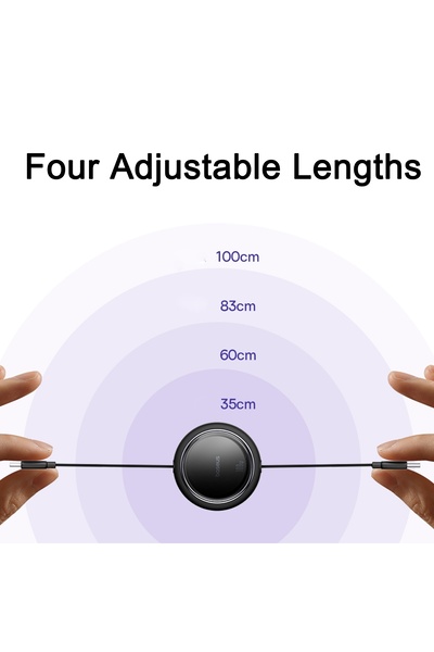 Baseus Baseus 100W Free2 Draw Mini Both-Way Retractable USB-C to USB-C Fast Charging Data Cable 1M - Black