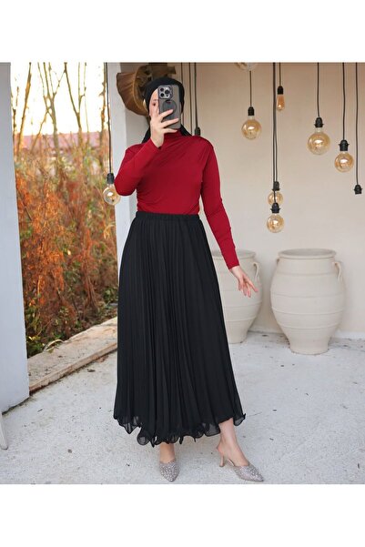Buket Tekstil Fusta lungă plisată neagră