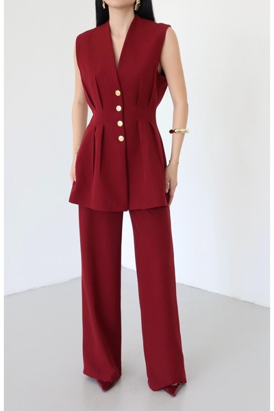 Ekim Store Gathered Buttoned Blazer Vest Jacket