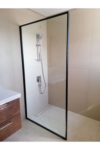 Generic Clear Fix Shower Glass 10mm With Aluminum Frame Powder Coated Size: 80x200cm